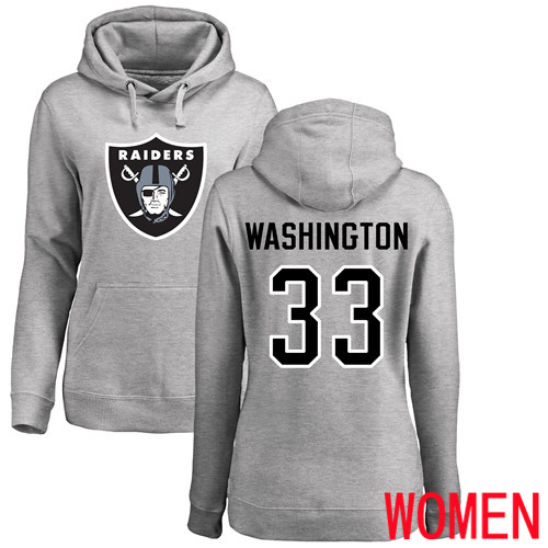 Oakland Raiders Ash Women DeAndre Washington Name and Number Logo NFL Football #33 Pullover Jersey